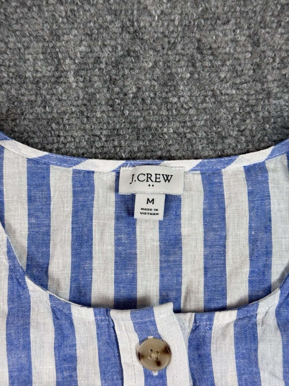 J.CREW Women’s Linen Cotton Woven Striped Button Front Tank Sleeveless Size M - Picture 3 of 7